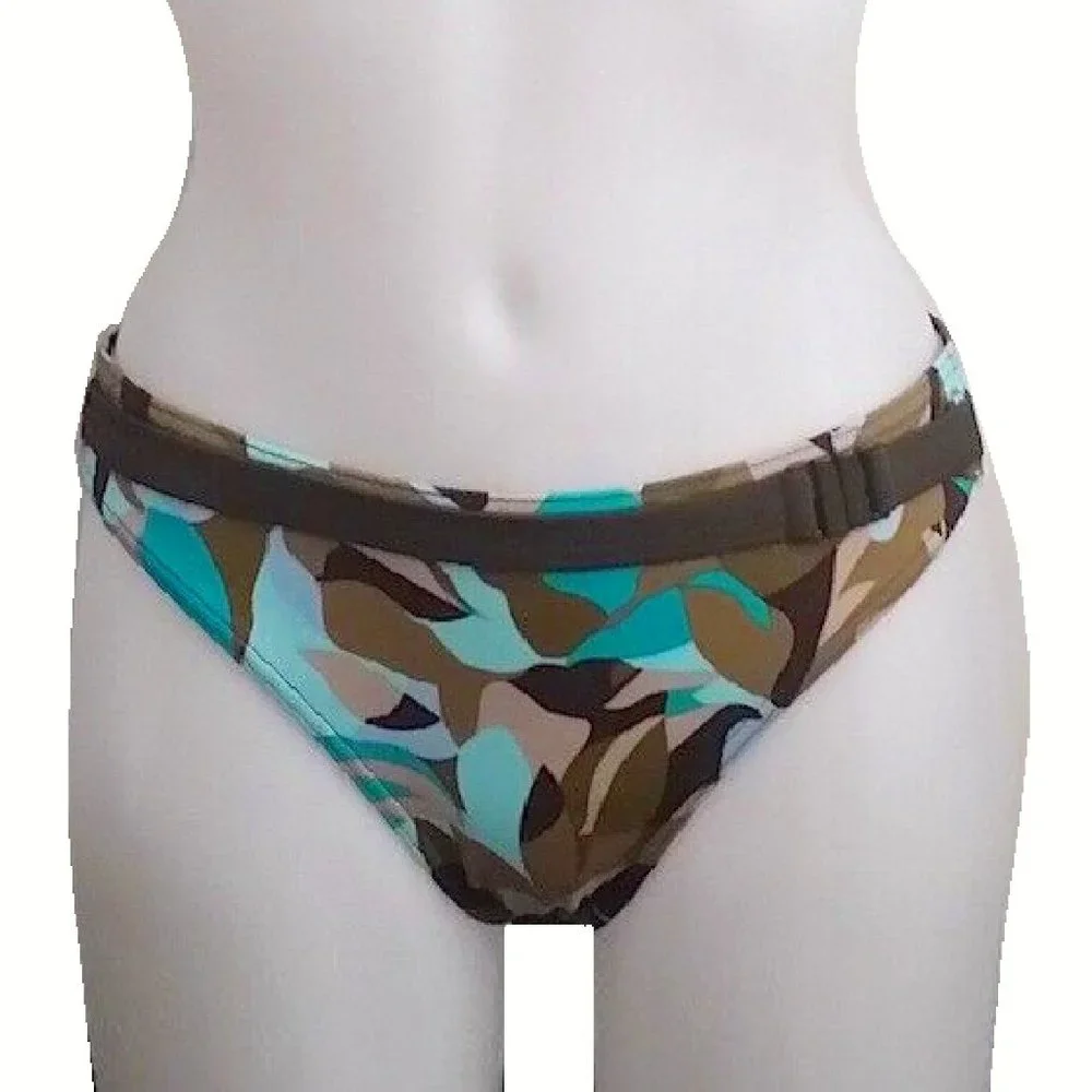 NWT Size XL Freya 9798JU Jungle Print Bikini Brief in Panama Cooler Aqua Camo